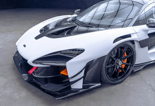 Close-up of the front of a McLaren Senna sourced by Sandbox Motors